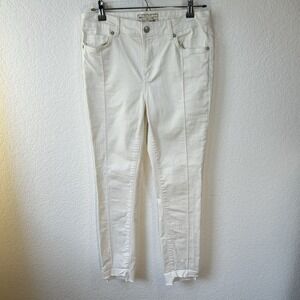 Free People Mid-Rise Skinny Jeans Women's Size W28R Frayed White Comfort Stretch